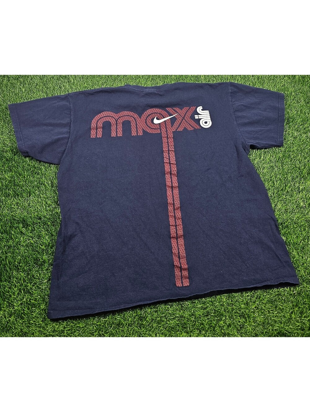 90s Silver Tag Nike Air Max Vintage T-Shirt Navy Blue Large